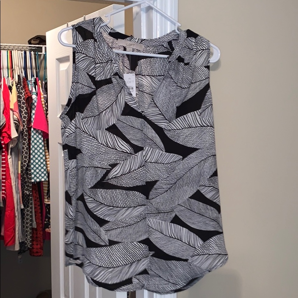 Black and white v-neck blouse